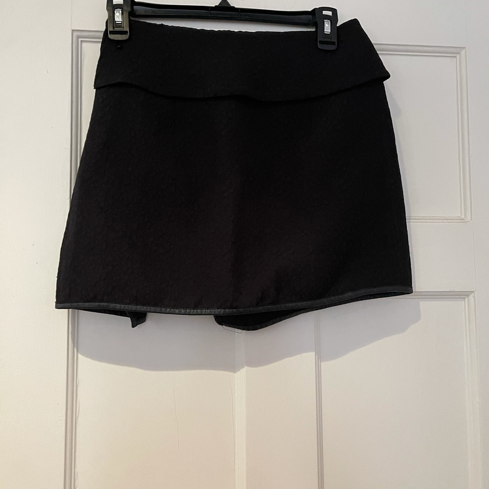 H&M Black leather trim wrap around skirt size 4 WORN ONCE